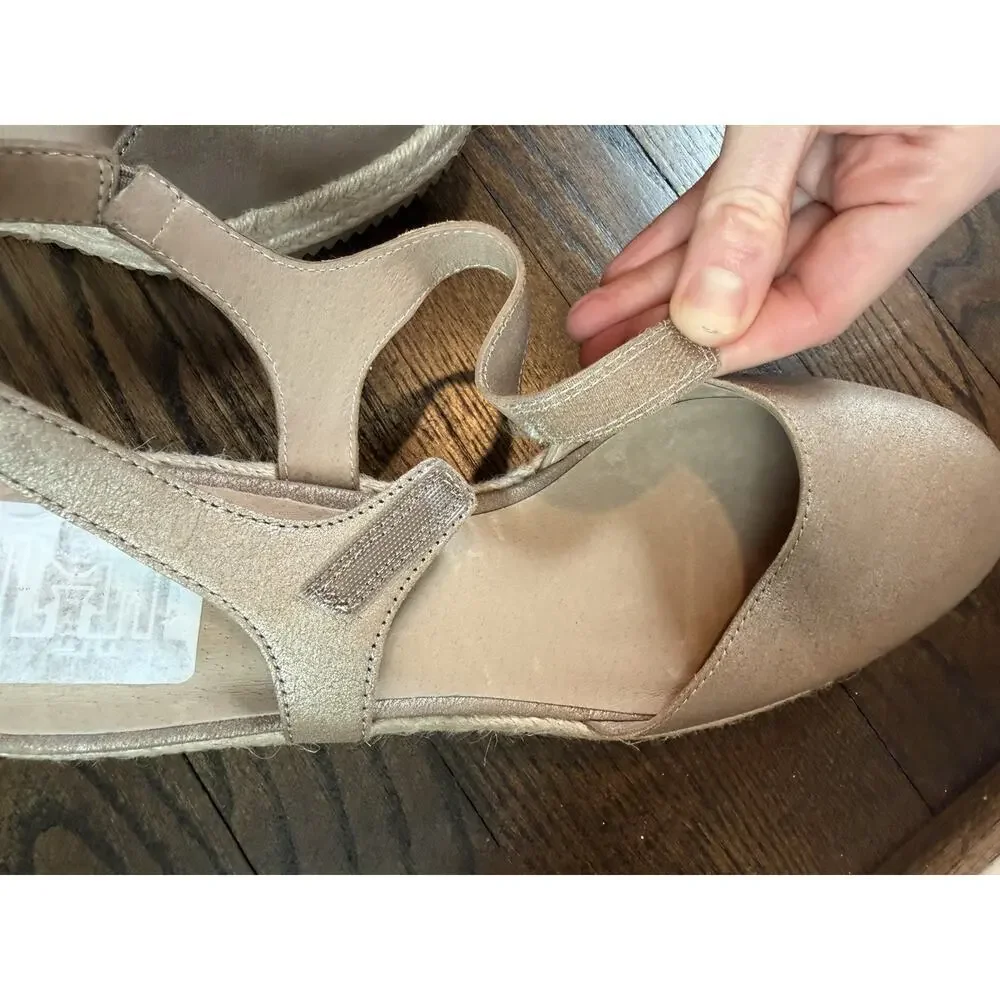 Eileen Fisher Nessa Espadrille Wedge Suede Leather Sandals Tan Beige Size 10 NEW